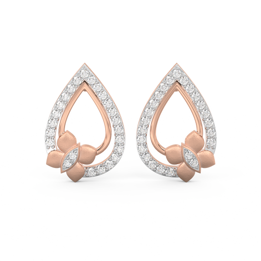 Diamond Earring for her in White & Rose Gold DER23427