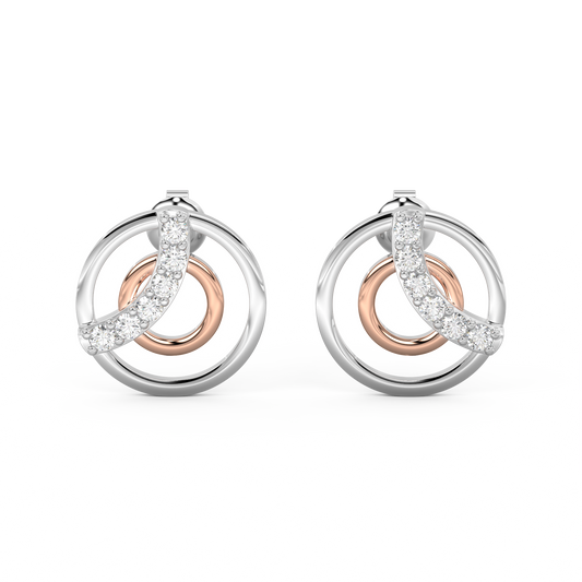 Diamond Earring for her in White & Rose Gold DER23428