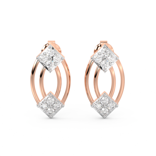 Diamond Earring for her in Rose & White Gold DER23432