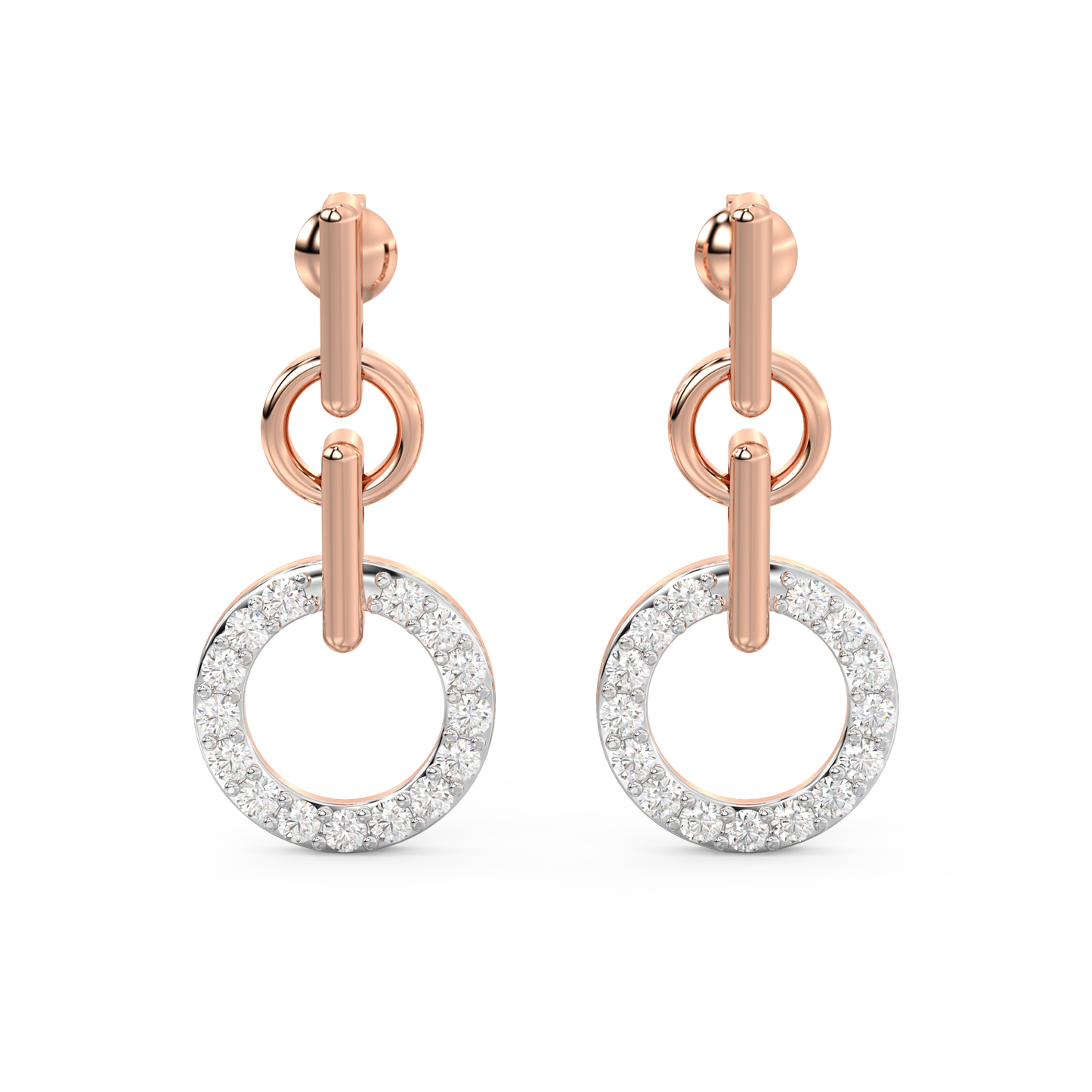 Diamond Earring for her in White & Rose Gold DER23454