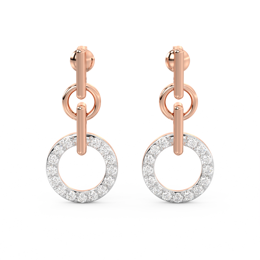 Diamond Earring for her in White & Rose Gold DER23454