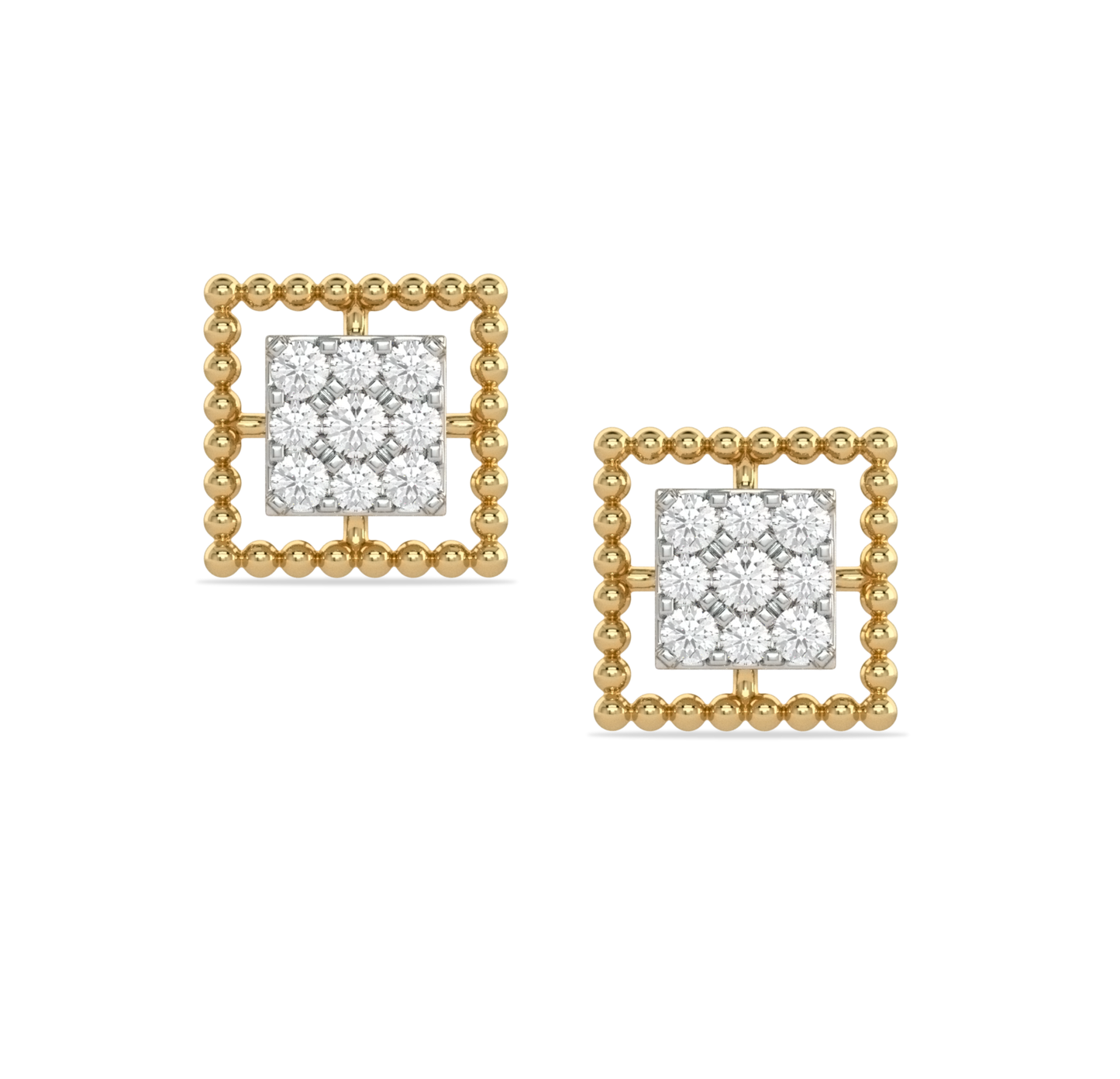 Finese Square Diamond Stud Earrings