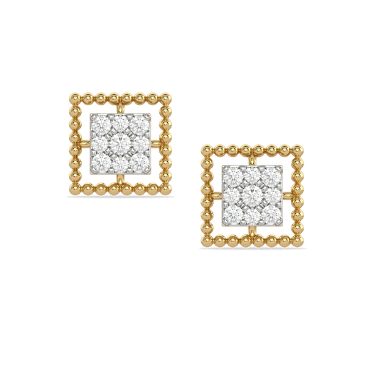 Finese Square Diamond Stud Earrings