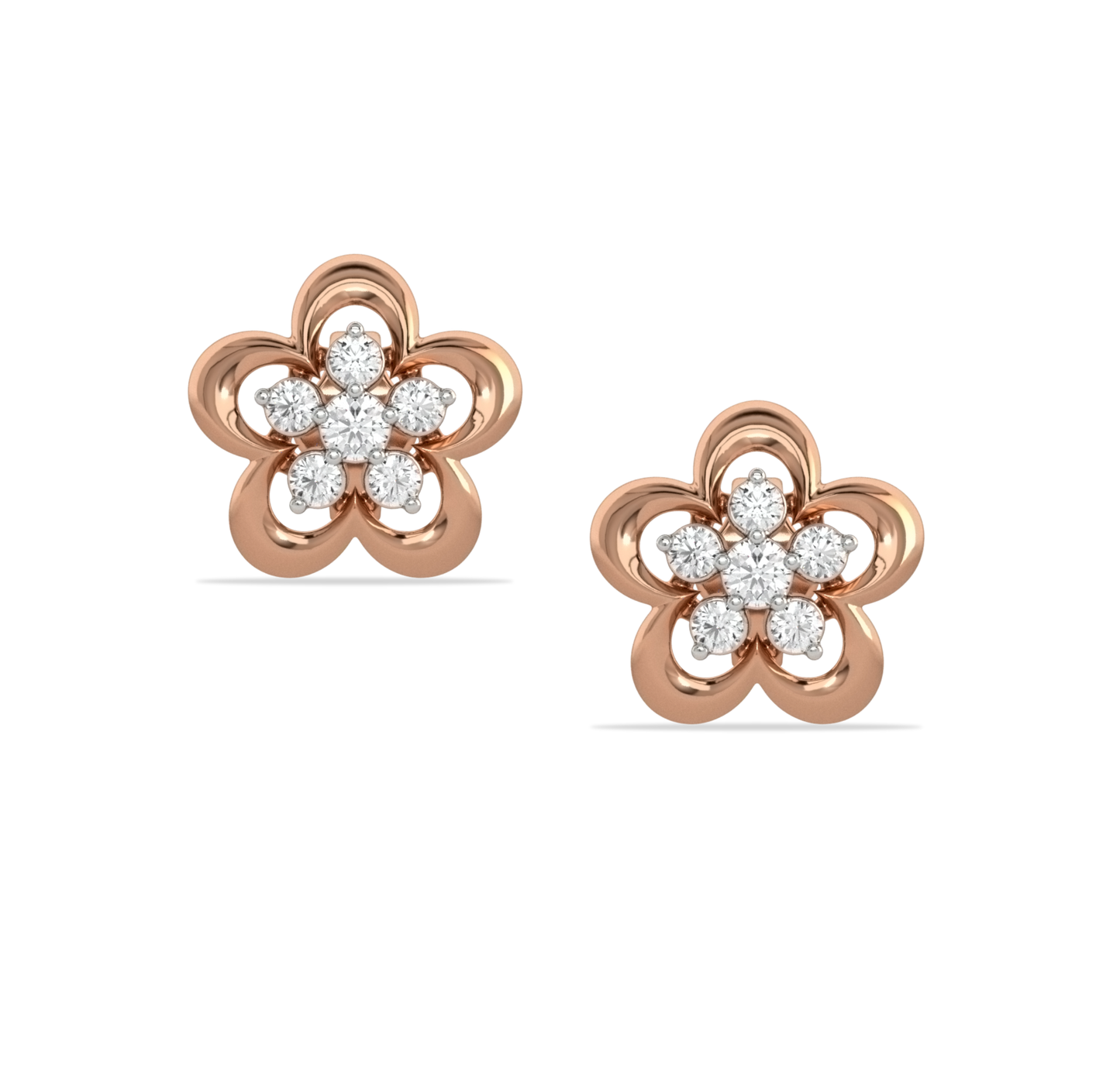 Helan Flower Diamond Stud Earrings