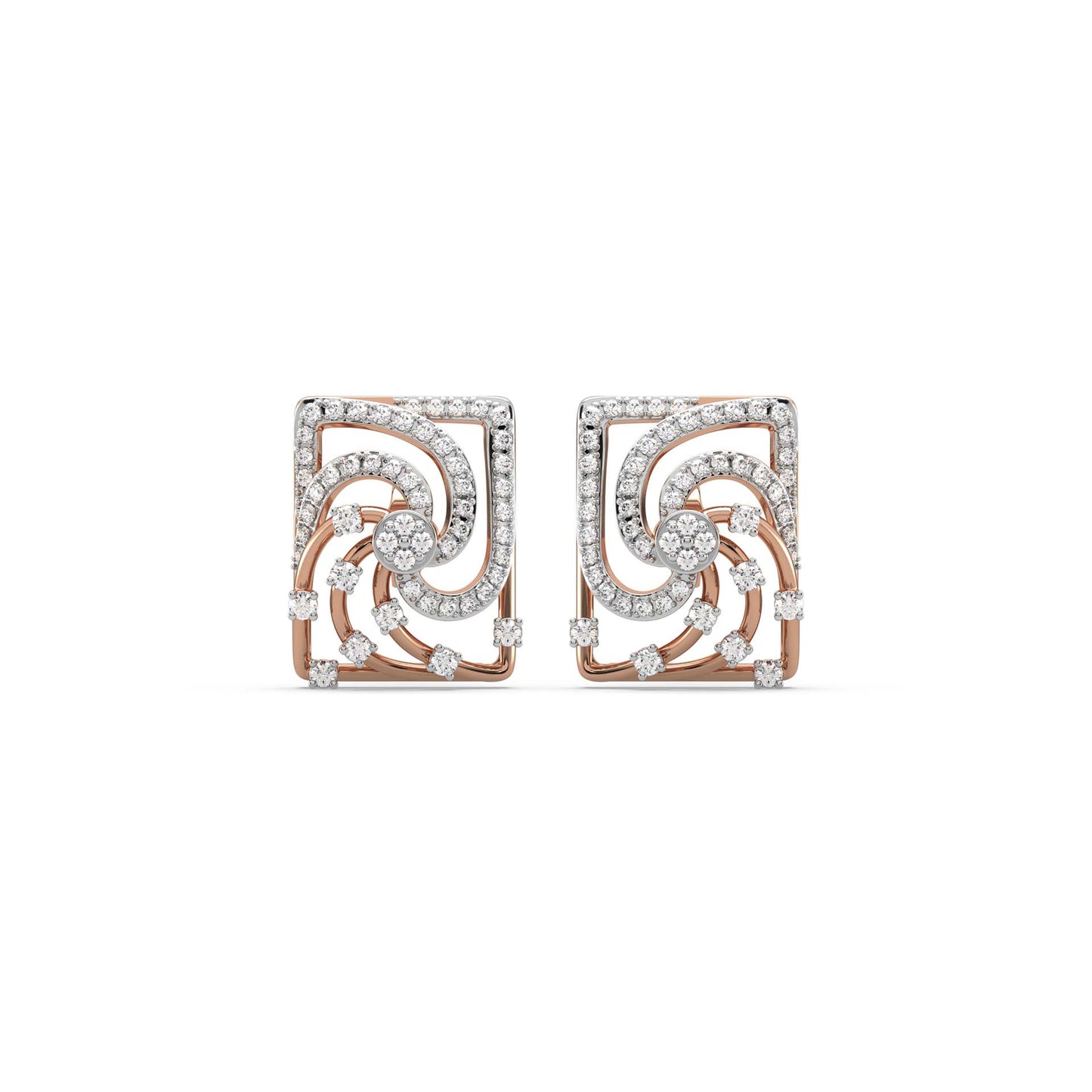 Roza Square Diamond Stud Earrings