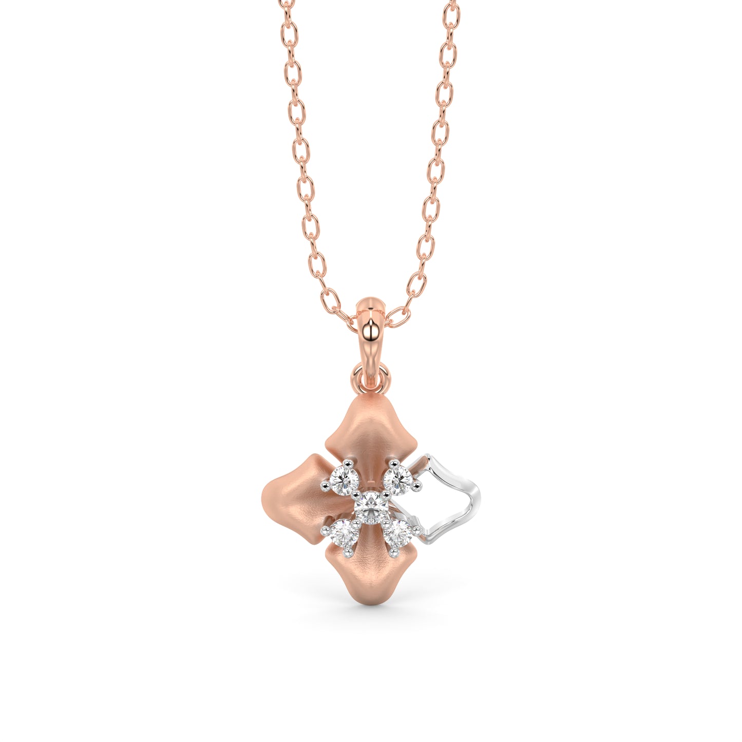 Diamond Pendant Set for her in Rose & White Gold DPS22005