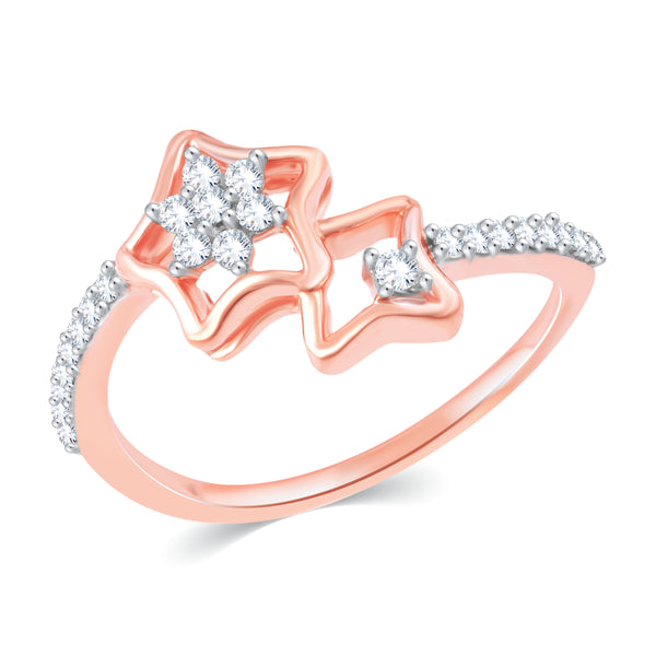 Star Shaped Diamond and Pink Diamond Combination Bridal Engagement Ring