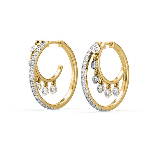 Tamara Two-Line Diamond Hoop Earrings