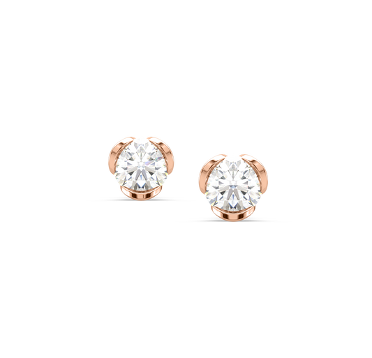 Zena Diamond Solitaire Stud Earrings