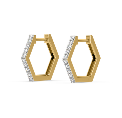 Sunny Hexagon Diamond Hoops