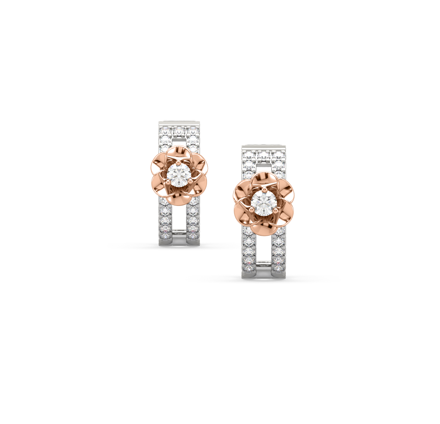 Elanna Flower Diamond Huggie Earrings