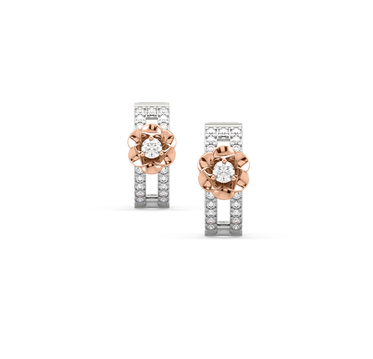 Elanna Flower Diamond Huggie Earrings