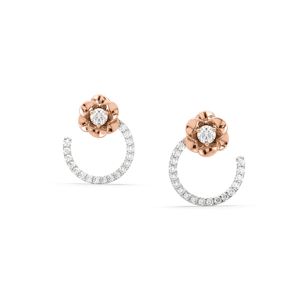 Pink Diamond Halo Earrings in 14K Rose Gold - Lab Grown Pink Diamond  Earrings