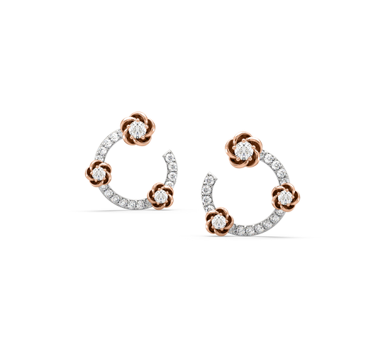 Lacey Flower Diamond Hoop Earrings