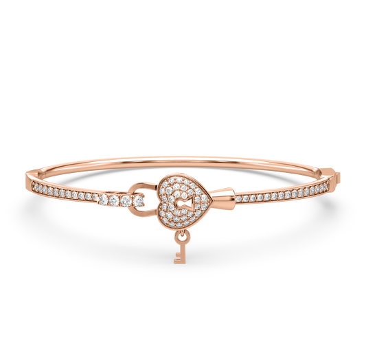 Luna Heart LocknKey Diamond Bangle