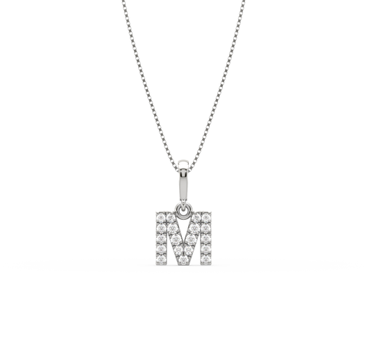 M Alphabet Diamond Pendant