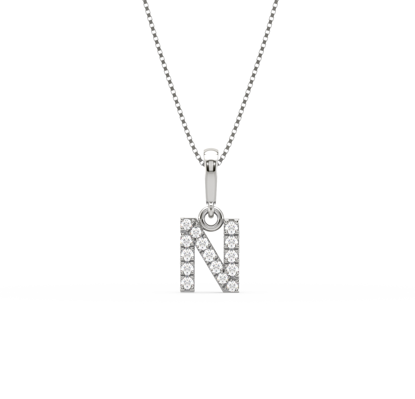 N Diamond Alphabet Pendant