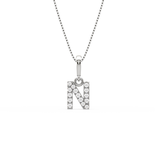 N Diamond Alphabet Pendant