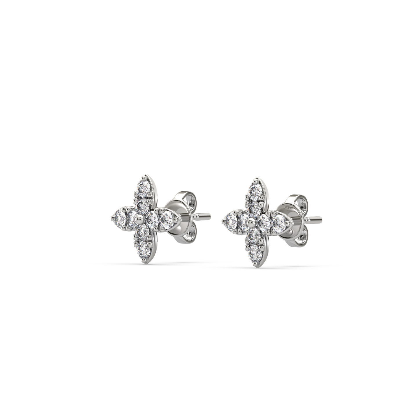 Lucille Flower Diamond Stud Earrings