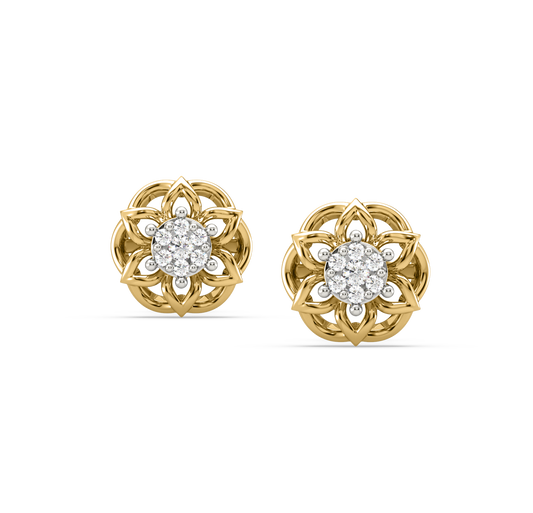 Brittany Floral Round Diamond Earrings