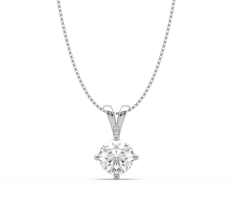 4 Prong Basket Round Lab Created Diamond Solitaire Necklace – With Clarity