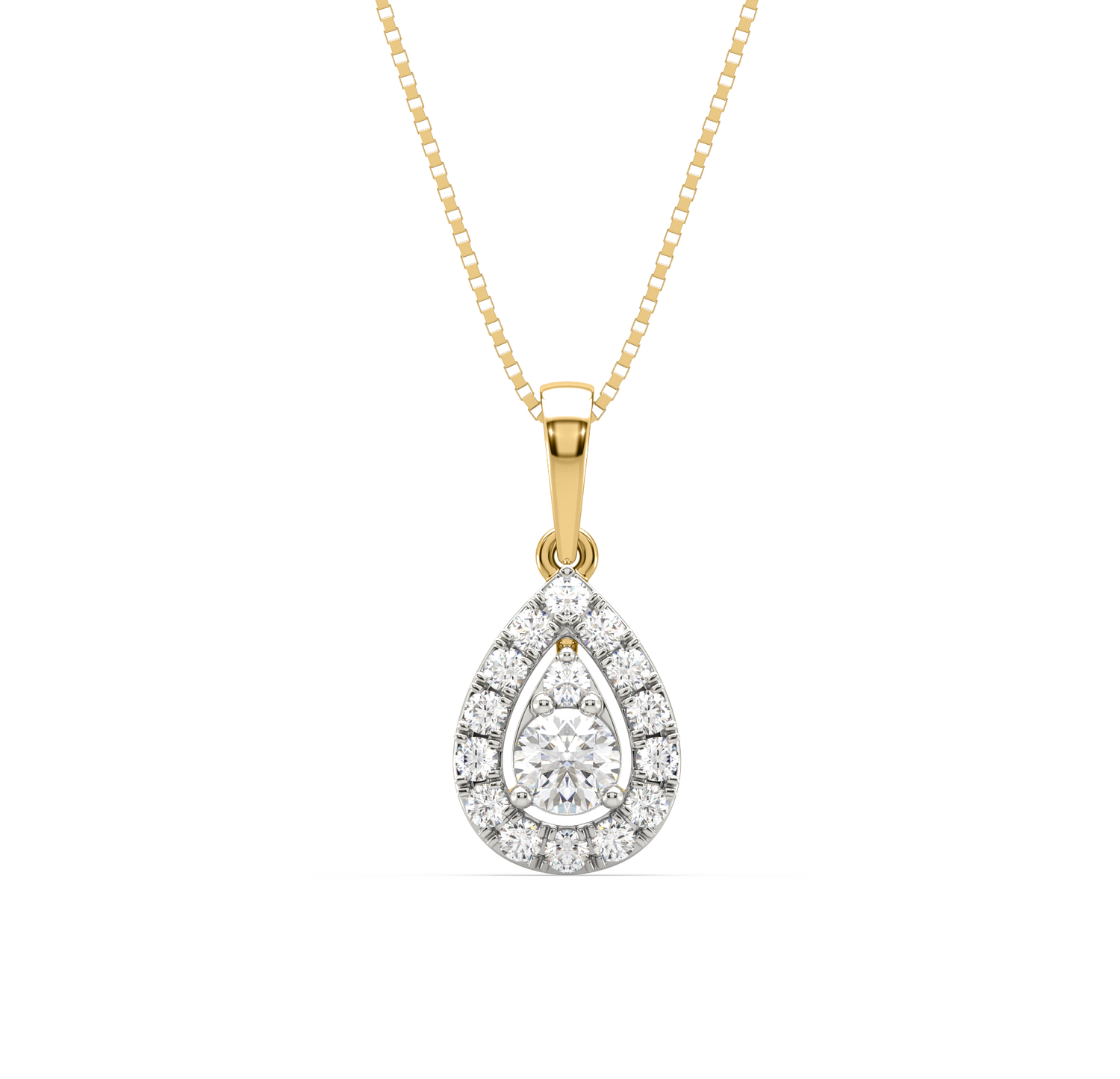 Emily Drop Halo Diamond Pendant DIVAA by ORRA