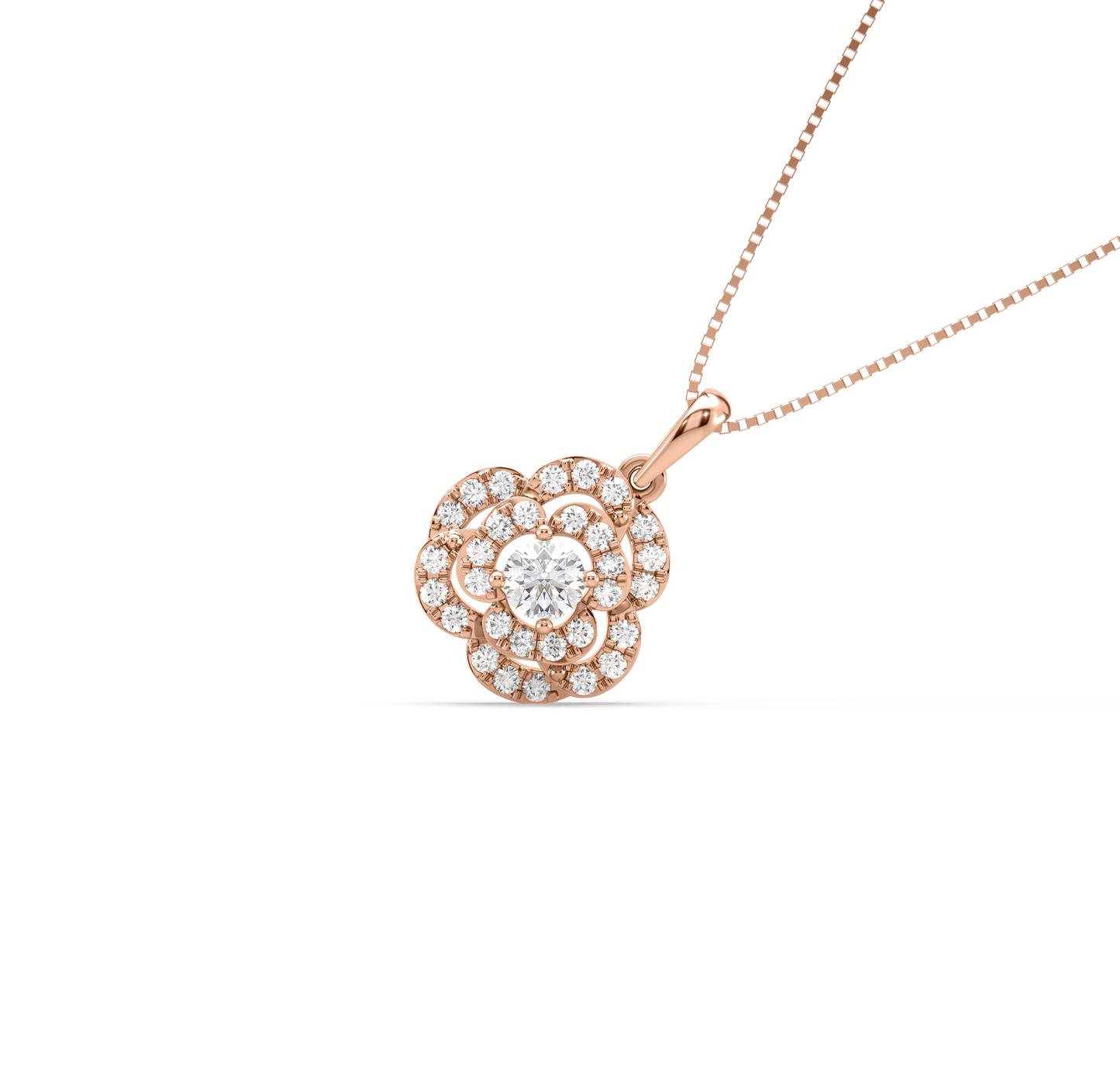 Caroline Double Halo Diamond Pendant