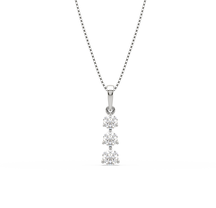 Tiffany-Style Trilogy Pendant-.75 ct tw in 14k white gold