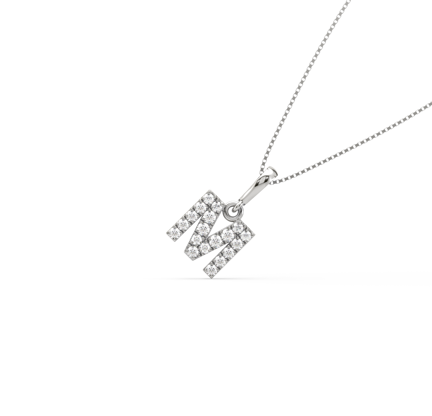 M Alphabet Diamond Pendant