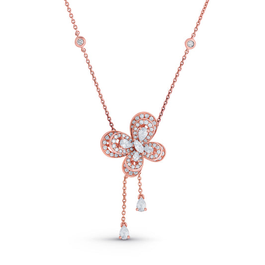 Dangling Butterfly Diamond Necklace