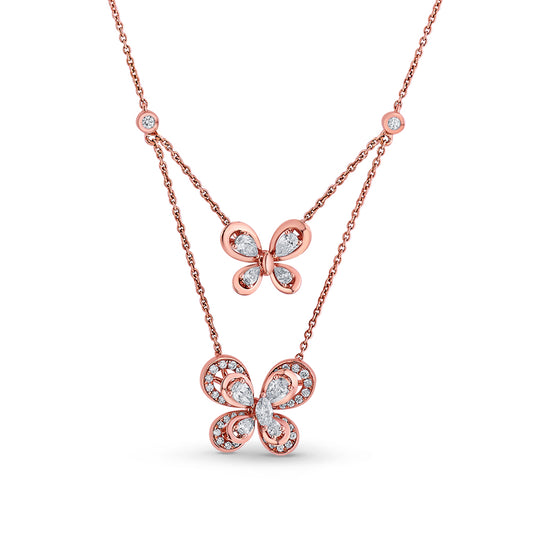 Layered Butterfly Diamond Necklace