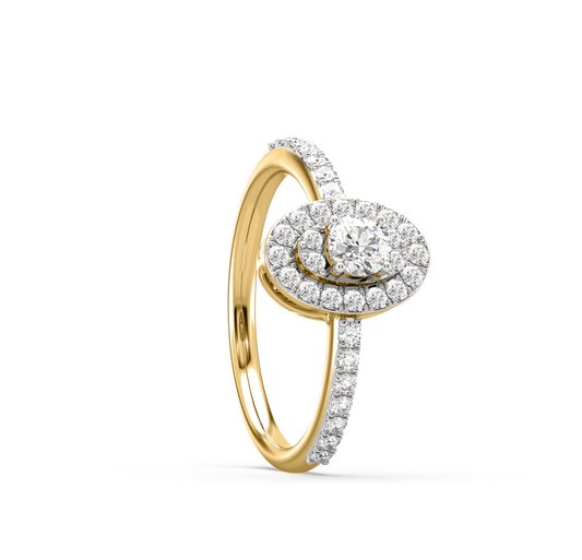 Yellow Gold and Oval Diamond Double Band Ring - Turgeon Raine