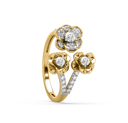 Elena Floral Diamond Open Ring