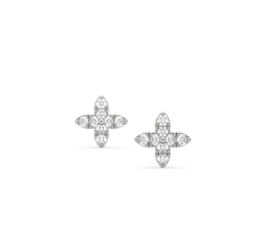 Lucille Flower Diamond Stud Earrings