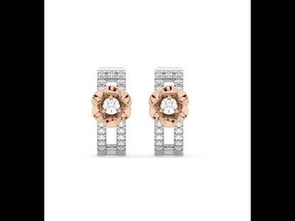 Elanna Flower Diamond Huggie Earrings