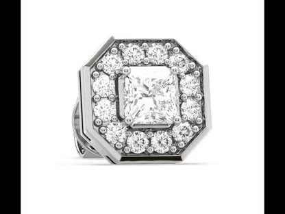 Halo Diamond Men's Stud Earring (Single)