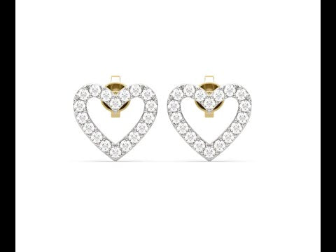 Gold Plated American Diamond Studded Heart Shaped Stud Earrings  Priyaasi