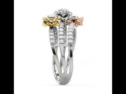 Ivy 3-Line Flower Diamond Ring